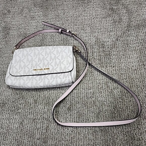 Michael Kors Jet Set Convertible Crossbody Bag Vanilla Pink Women's Gold Accent - Picture 1 of 9